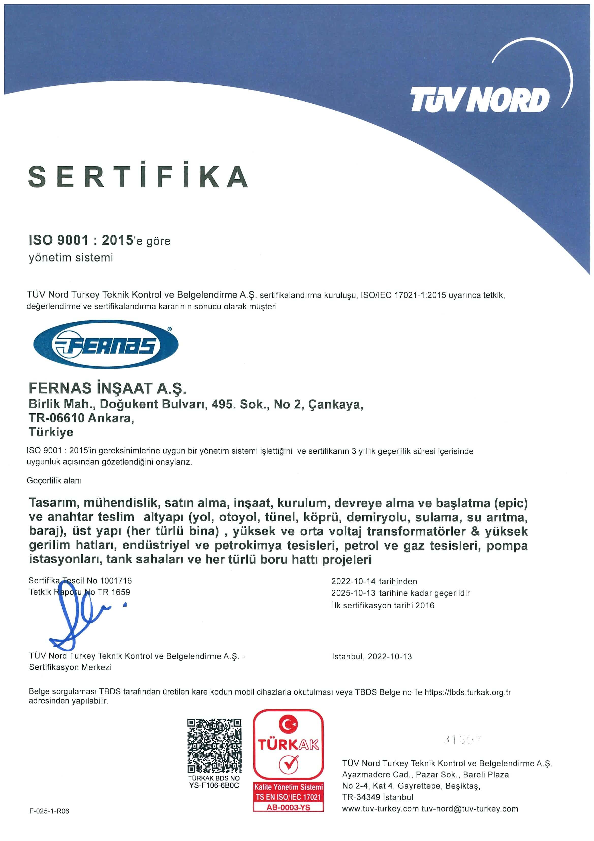 ISO 9001 TURKAK TUR